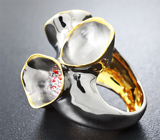 Серебряное кольцо с оранжевыми и желтыми сапфирами Серебро 925