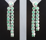 Великолепный серебряный комплект с изумрудами Серебро 925