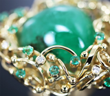 Золотое кольцо с крупным уральским изумрудом и бриллиантами Золото