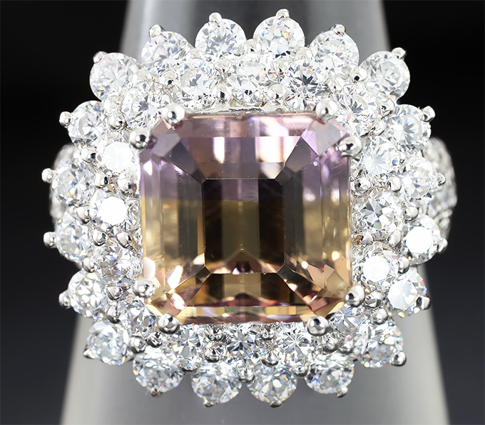 Эффектное серебряное кольцо с аметрином