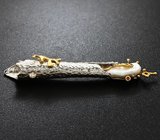Серебряный кулон с перламутром и сапфирами на шнуре Серебро 925