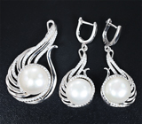 Замечательный серебряный комплект с жемчугом Серебро 925