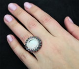 Интересное серебряное кольцо с перламутром и мистическим кварцем Серебро 925