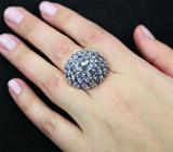 Роскошное серебряное кольцо с танзанитами Серебро 925