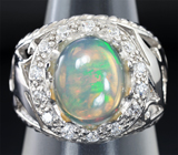 Стильное серебряное кольцо с эфиопским опалом Серебро 925