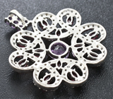 Эффектный серебряный кулон с аметистами и родолитами Серебро 925