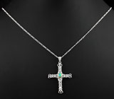 Серебряный кулон-крест с эфиопским опалом + цепочка Серебро 925