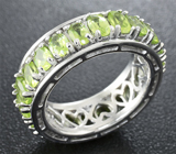 Стильное серебряное кольцо с перидотами Серебро 925
