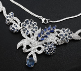 Изысканное серебряное колье с синими сапфирами Серебро 925
