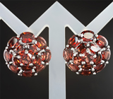 Эффектные серебряные серьги с мозамбикскими гранатами Серебро 925