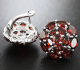 Эффектные серебряные серьги с мозамбикскими гранатами Серебро 925