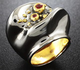 Серебряное кольцо с оранжевыми сапфирами Серебро 925