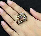 Серебряное кольцо с разноцветными сапфирами Серебро 925