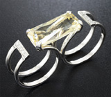 Кольцо на два пальца c солнечным камнем и бриллиантами Серебро 925