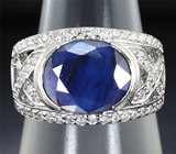 Замечательное серебряное кольцо с насыщенно-синим сапфиром Серебро 925