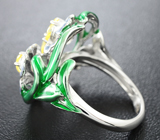 Эффектное серебряное кольцо с цветной эмалью Серебро 925