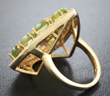 Оригинальное серебряное кольцо с перидотами Серебро 925