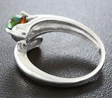 Эффектное серебряное кольцо с кристаллическим черным опалом Серебро 925