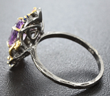 Серебряное кольцо с аметистом, синими и оранжевыми сапфирами Серебро 925