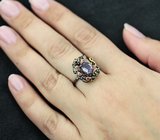 Серебряное кольцо с аметистом, синими и оранжевыми сапфирами Серебро 925