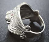 Скульптурное серебряное кольцо «Лев» с сапфирами Серебро 925