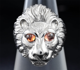 Серебряное кольцо «Лев» с сапфирами Серебро 925