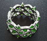 Превосходное серебряное кольцо с диопсидами Серебро 925