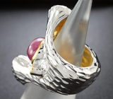 Серебряное кольцо c рубином и родолитами гранатами