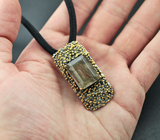 Серебряный кулон с крупным рутиловым кварцем на шнуре Серебро 925