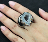 Серебряное кольцо с друзой агата и родолитами Серебро 925