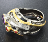 Серебряное кольцо с аметистом и сапфирами