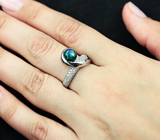 Прелестное серебряное кольцо с черным опалом Серебро 925