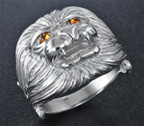 Серебряное кольцо «Лев» с цитринами Серебро 925