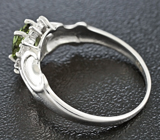Чудесное серебряное кольцо с зеленым турмалином Серебро 925