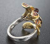 Серебряное кольцо с сапфирами и цаворитами гранатами Серебро 925