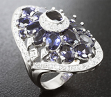 Великолепное серебряное кольцо с иолитами Серебро 925