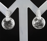 Стильные серебряные серьги с рутиловым кварцем Серебро 925
