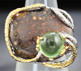 Серебряное кольцо с австралийским болдер опалом и пренитом Серебро 925
