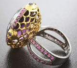 Серебряное кольцо с аметистом, синими и пурпурными сапфирами Серебро 925