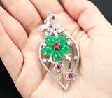 Изысканный серебряный кулон с зелеными агатами Серебро 925
