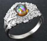 Прелестное серебряное кольцо с кристаллическим черным опалом Серебро 925