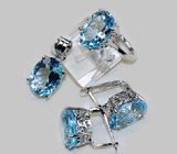 Роскошный комплект с голубыми топазами Серебро 925