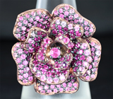 Серебряное кольцо с пурпурными и розовыми сапфирами Серебро 925