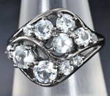 Черненое серебряное кольцо с бесцветными топазами Серебро 925