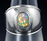 Широкое серебряное кольцо с эфиопским опалом Серебро 925