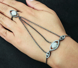Серебряный браслет-кольцо с эфиопскими опалами Серебро 925