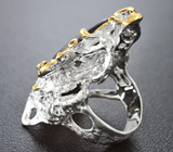 Серебряное текстурированное кольцо с петерситом и сапфирами Серебро 925