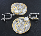 Серебряные серьги с жемчугом Серебро 925