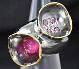 Массивное серебряное кольцо c рубином и родолитами гранатами Серебро 925