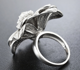 Роскошное крупное серебряное кольцо-цветок Серебро 925